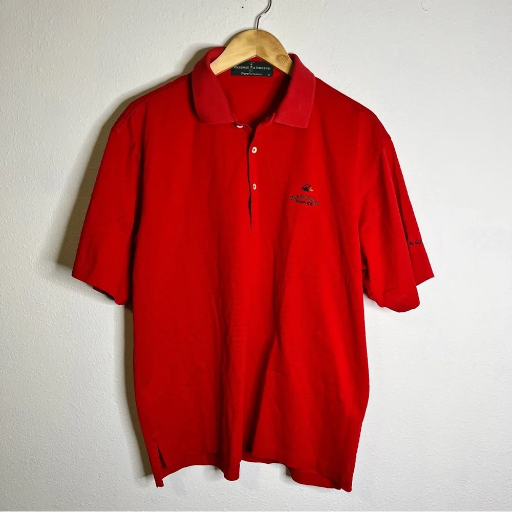 Bandon Dunes OR Fairway & Greene Vibrant Red Polo Shirt golf club sz M men’s
